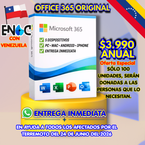Office 365 - 5 Equipos, 1 Año - COMPRA SOLIDARIA ¡Sólo 100 UNIDADES!